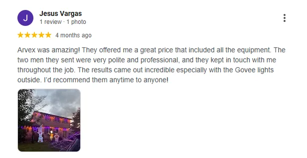 Google review screenshot for Arvex Solutions from Jesus Vargas